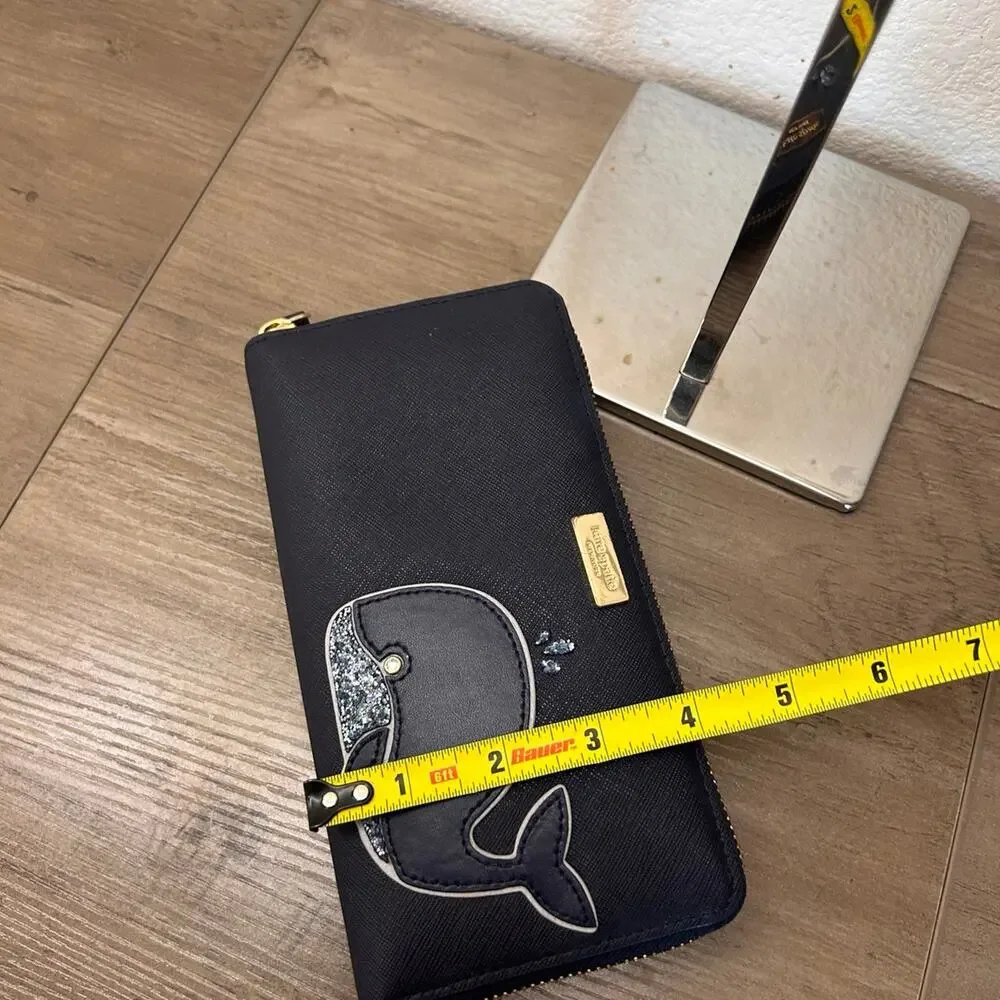 Kate Spade Leather Navy Blue Whale Wallet